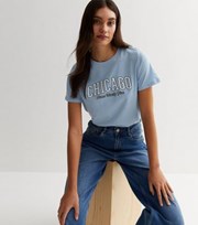 New Look Pale Blue Chicago Crew Neck Logo T-Shirt